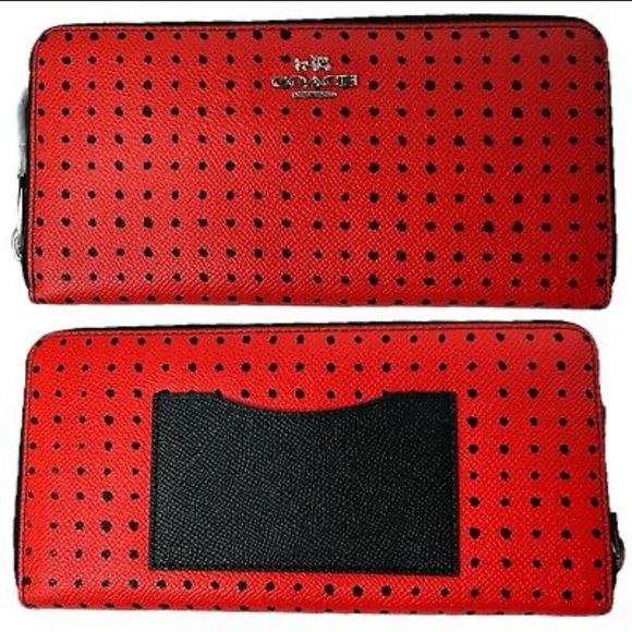 Coach 36357 Red Bandana Polka Dot Black Taxi Americana Wallet; EUC, Like New! - Picture 3 of 11
